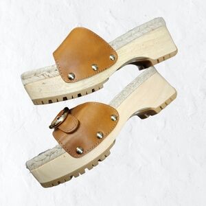 See By Chloe Brown Leather Mules with Studded Detail